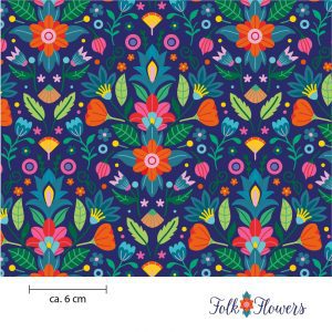 Folk Flowers Stoffdesign Meterware – wunderfitzig design