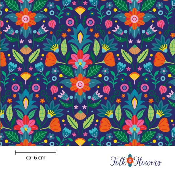 Folk Flowers Stoffdesign Meterware – wunderfitzig design