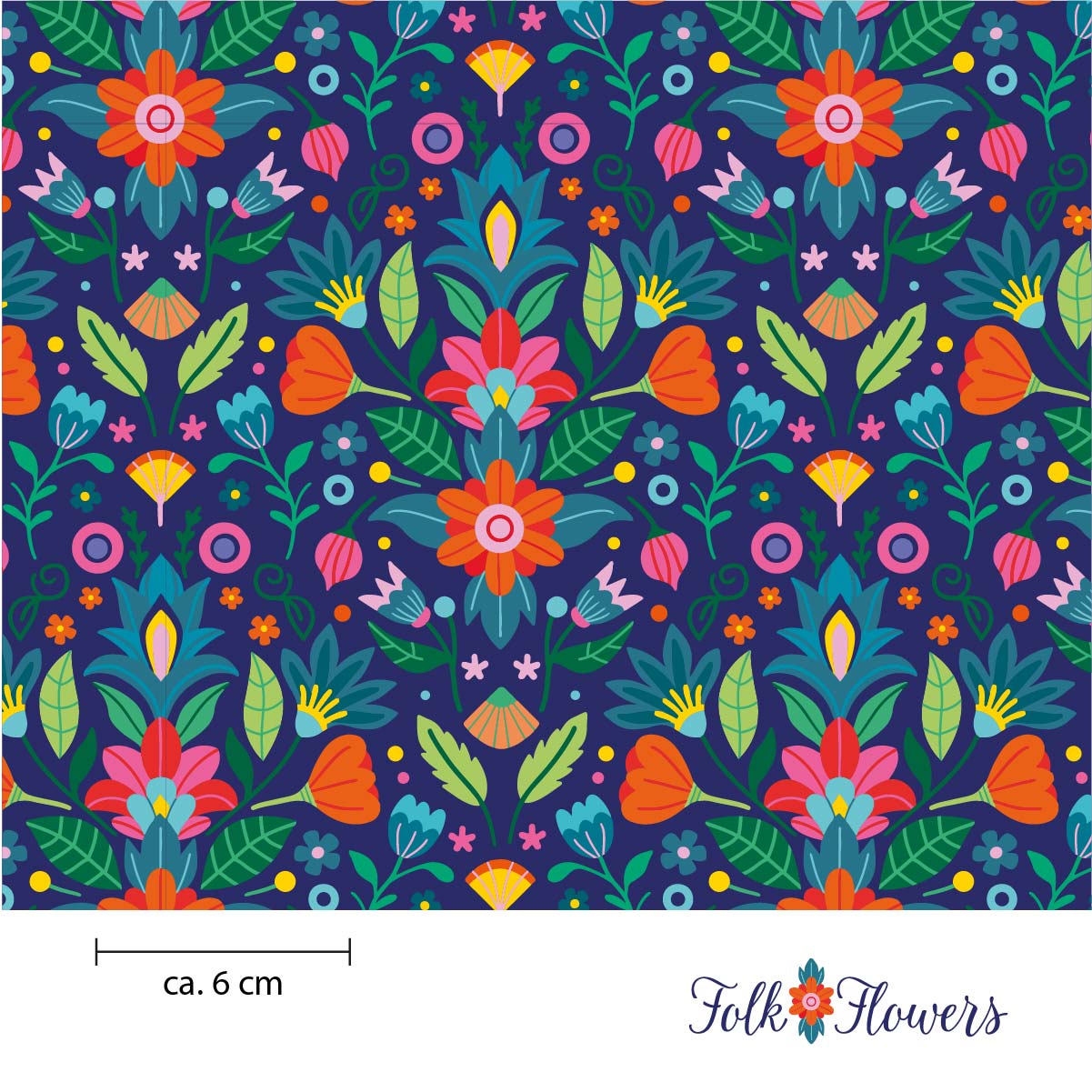 Folk Flowers Stoffdesign Meterware – wunderfitzig design