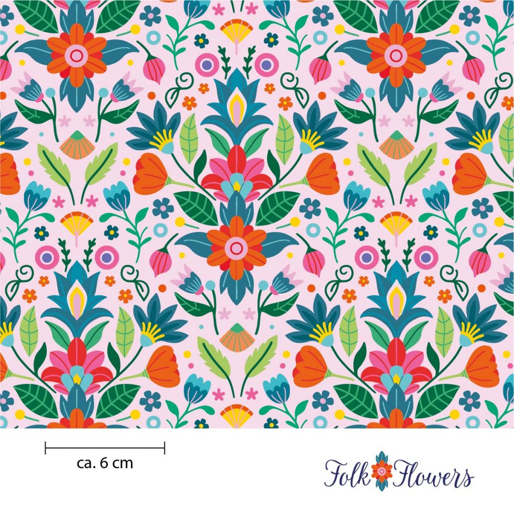 Folk Flowers Stoffdesign Meterware – wunderfitzig design