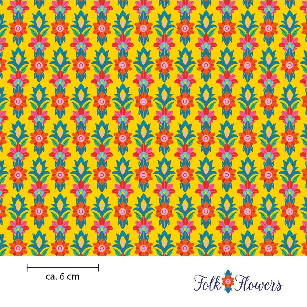 Folk Flowers Stoffdesign Meterware – wunderfitzig design