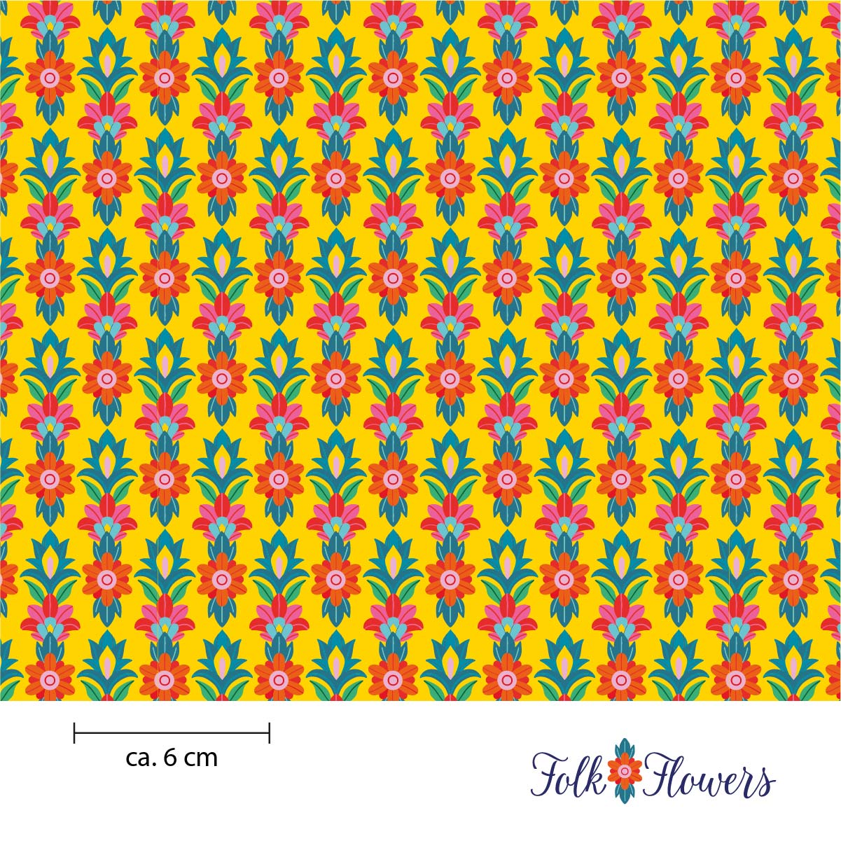 Folk Flowers Stoffdesign Meterware – wunderfitzig design