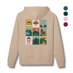 Schwarzwald Bio Hoodie | bunte Icons