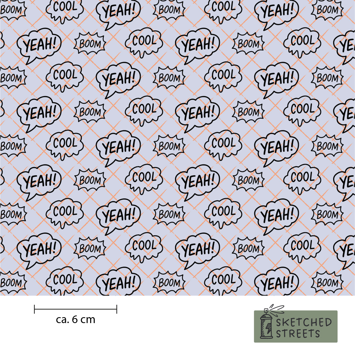 Sketched Streets Stoff mit Sprechblasen - Beige