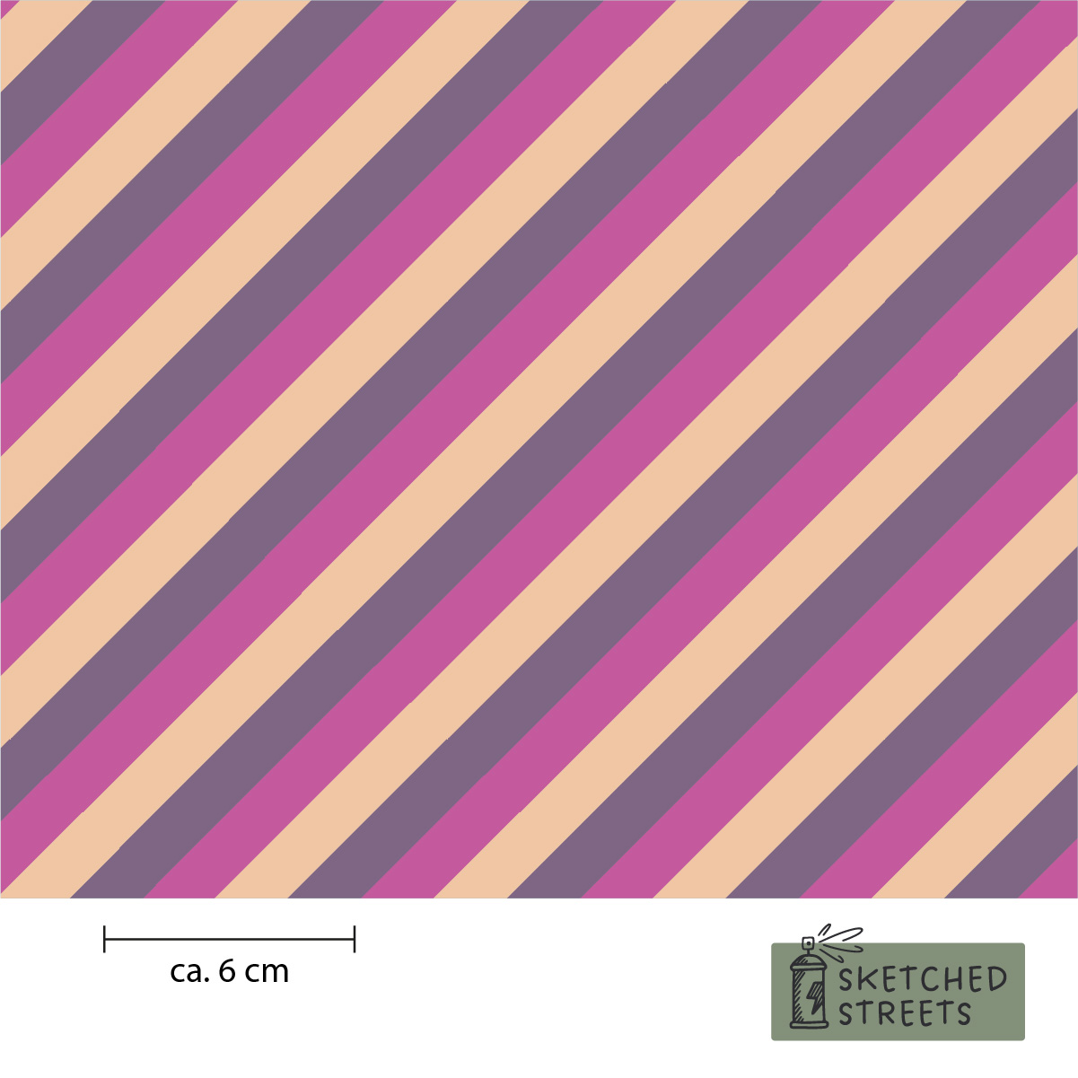 Sketched Streets Stoff mit Streifen - Pink