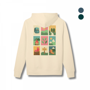 Wandern Bio Hoodie | bunte Icons