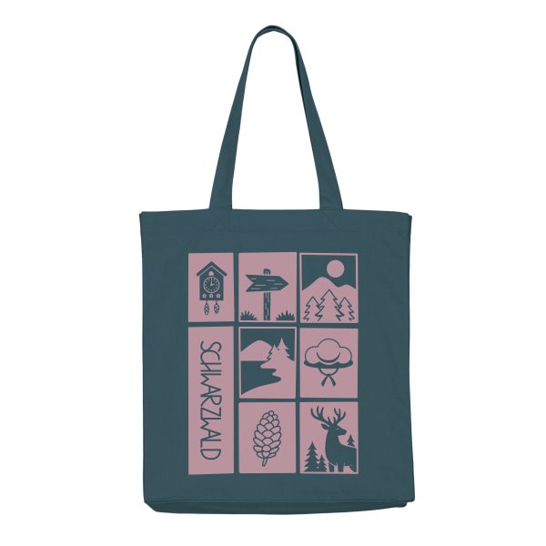 Schwarzwald Stofftasche mit einfarbigen Schwarzwald Icons