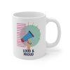 Loud & Proud Statement Tasse mit farbenfrohem grafischem Design