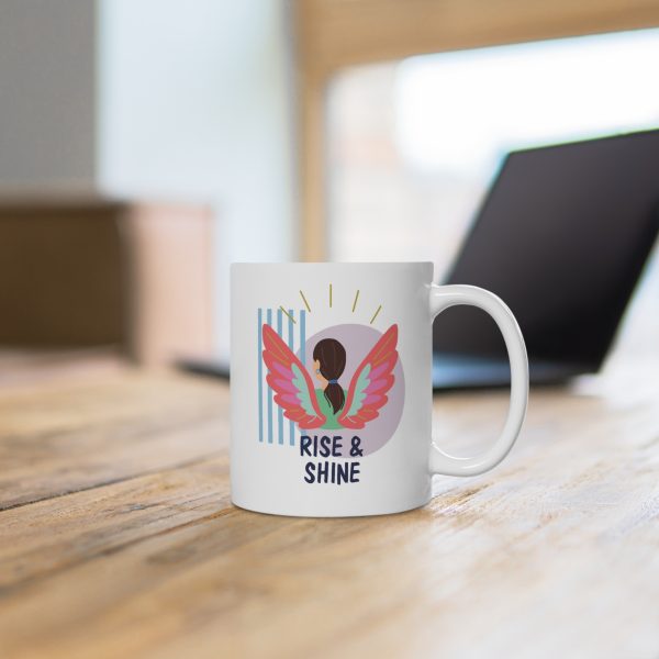 Rise & Shine Tasse mit farbenfrohem Statement Design