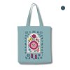Schwarzwald Stofftasche mit Schild-Uhr Motiv in Pebble Blue aus recycelter Baumwolle